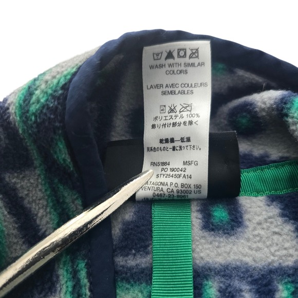 Patagonia Synchilla Snap-T Fleece Montana Siete Green Geometric Print Mens XS